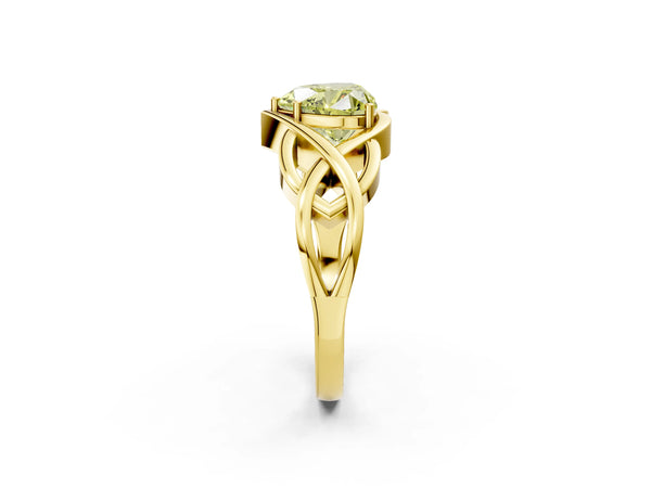 Yellow Gold Heart-Shaped Woven Solitaire Engagement Ring Setting for Fancy Yellow Center