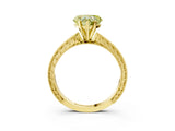 Yellow gold Fancy Yellow Heart Cut Solitaire Milgrain Engraved Band with Four-Prong Setting_3