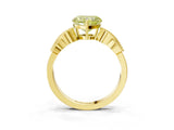 Yellow gold Fancy Yellow Heart Cut Solitaire Milgrain Leaf Band with Prong Setting_3