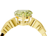 Yellow gold Fancy Yellow Heart Cut Solitaire Milgrain Leaf Band with Prong Setting_4