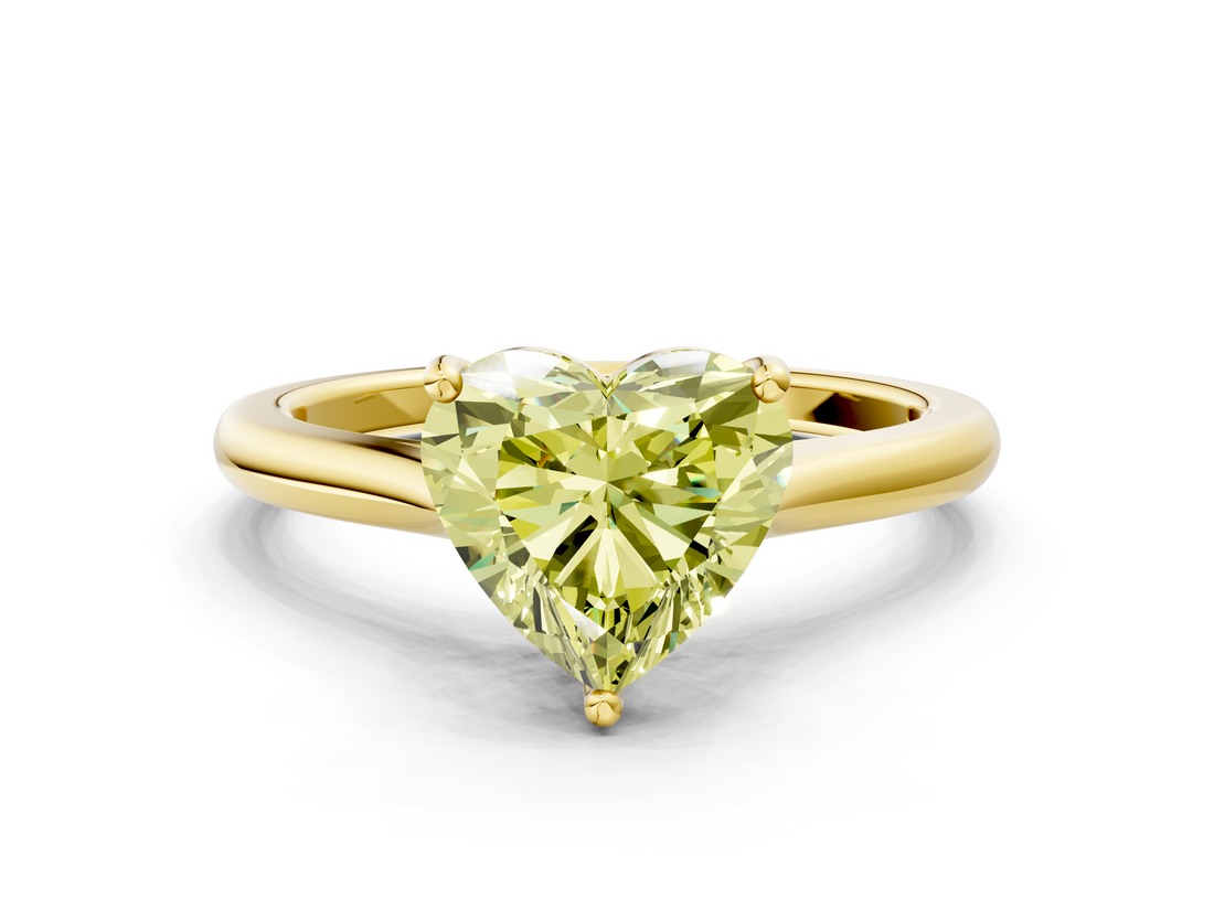 Yellow gold Fancy Yellow Heart  Cut Solitaire Ring with Cathedral Band and Four-Prong Setting_62