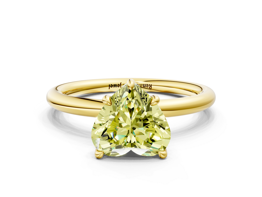 Yellow gold Fancy Yellow Heart  Cut Solitaire Ring with Thin Band and Four-Prong Setting_16