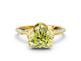 Yellow gold Fancy Yellow Heart Cut Solitaire Split Shank Pave Diamond Engagement Ring with Four-Prong Setting