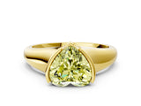 Yellow gold Fancy Yellow Heart Cut Solitaire Tension Set Diamond Ring with Split Shank Band