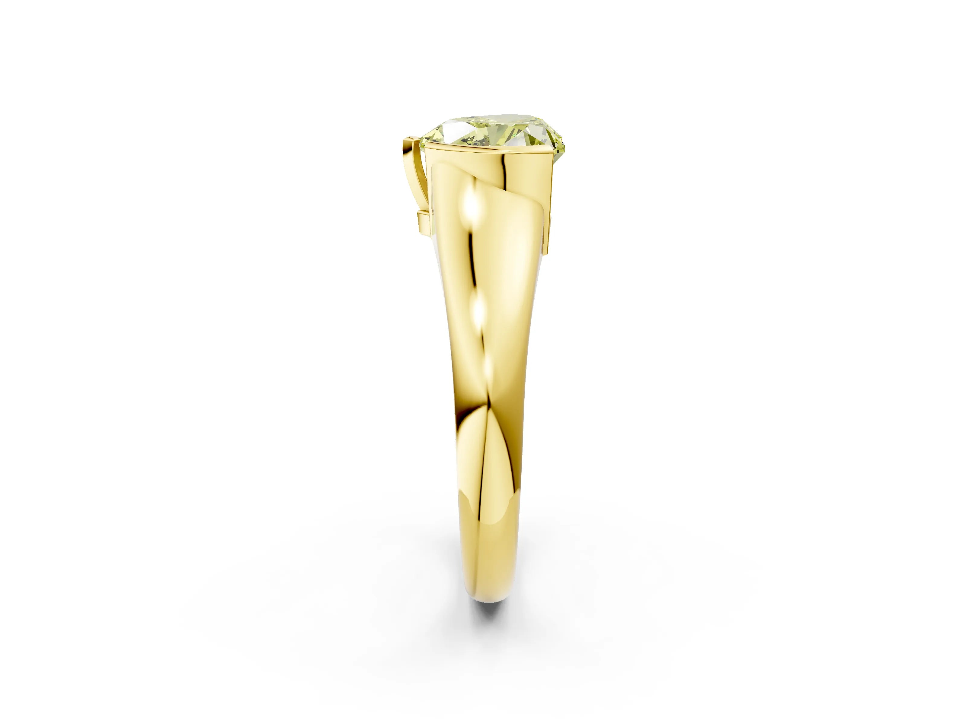 Yellow gold Fancy Yellow Heart Cut Solitaire Tension Set Diamond Ring with Split Shank Band_2