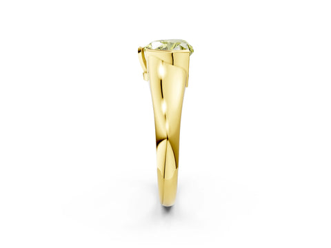 Yellow gold Fancy Yellow Heart Cut Solitaire Tension Set Diamond Ring with Split Shank Band_2