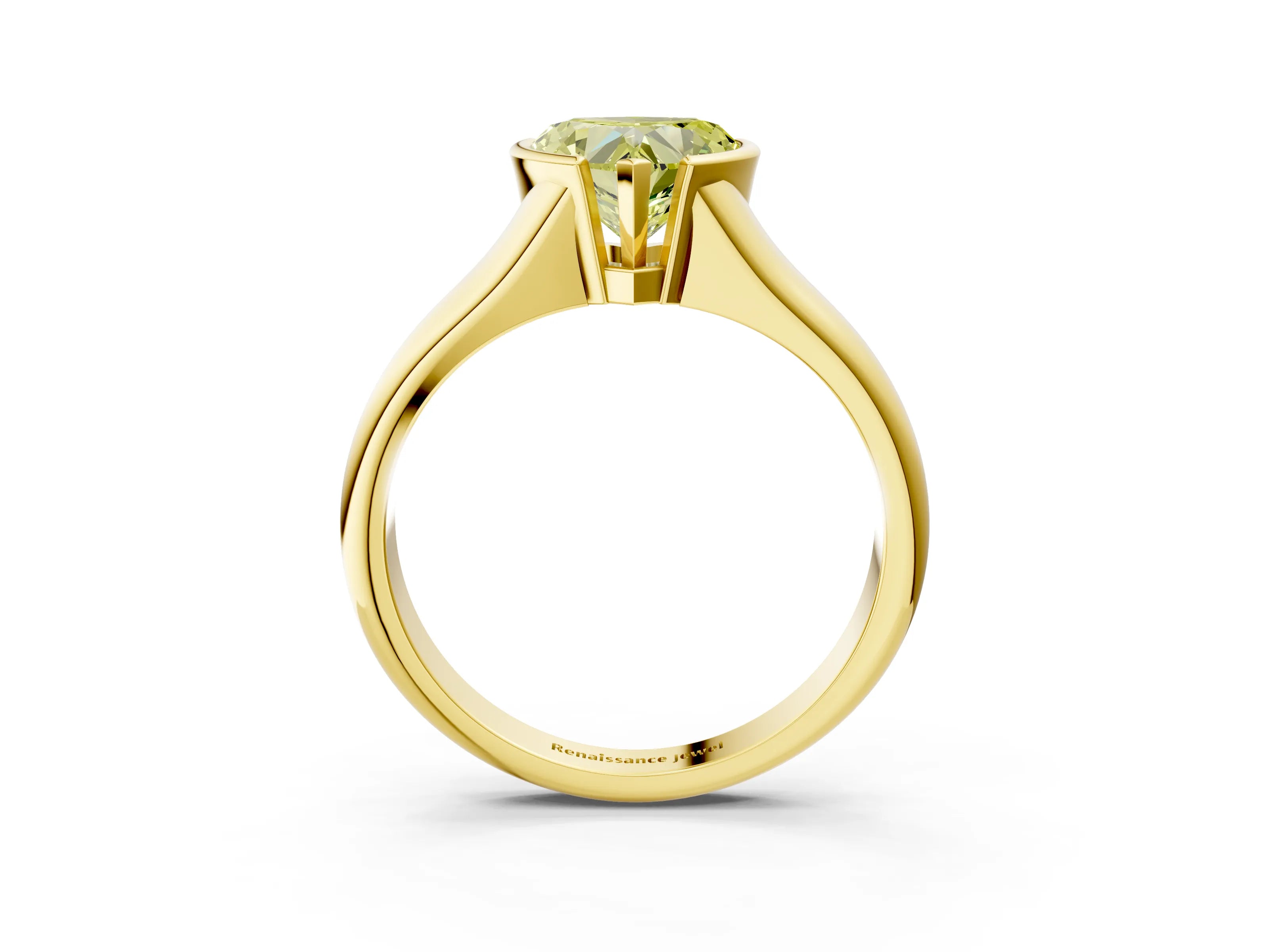 Yellow gold Fancy Yellow Heart Cut Solitaire Tension Set Diamond Ring with Split Shank Band_3