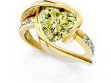 Yellow gold Fancy Yellow Heart Cut Solitaire Tension-Set Diamond Split Shank Ring_7