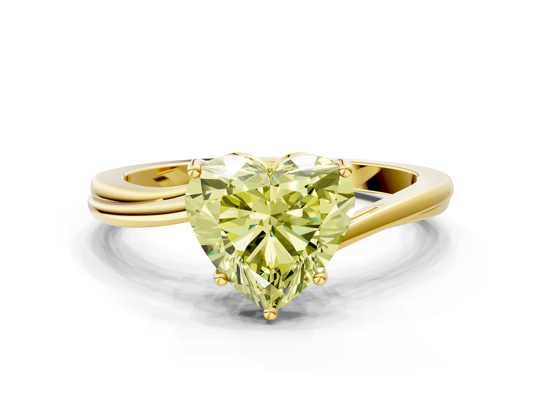 Yellow gold Fancy Yellow Heart  Cut Solitaire Twist Band Ring with Four-Prong Setting_38
