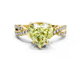Yellow gold Fancy Yellow Heart Cut Solitaire Twist Pave Diamond Engagement Ring with Prong Setting