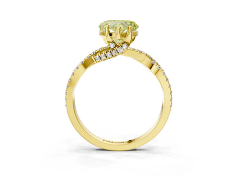 Yellow gold Fancy Yellow Heart Cut Solitaire Twist Pave Diamond Engagement Ring with Prong Setting_3