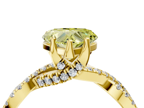 Yellow gold Fancy Yellow Heart Cut Solitaire Twist Pave Diamond Engagement Ring with Prong Setting_4