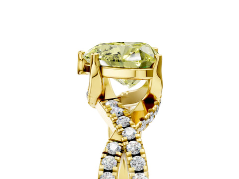 Yellow gold Fancy Yellow Heart Cut Solitaire Twist Pave Diamond Engagement Ring with Prong Setting_5