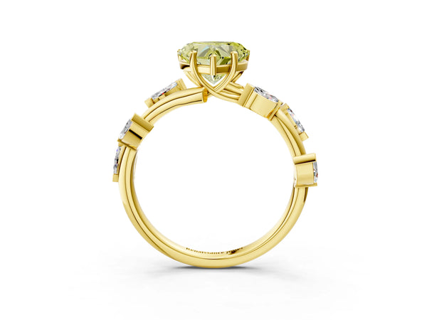 Yellow gold Fancy Yellow Heart Cut Solitaire Twisted Band Marquise Accent Prong Setting Ring