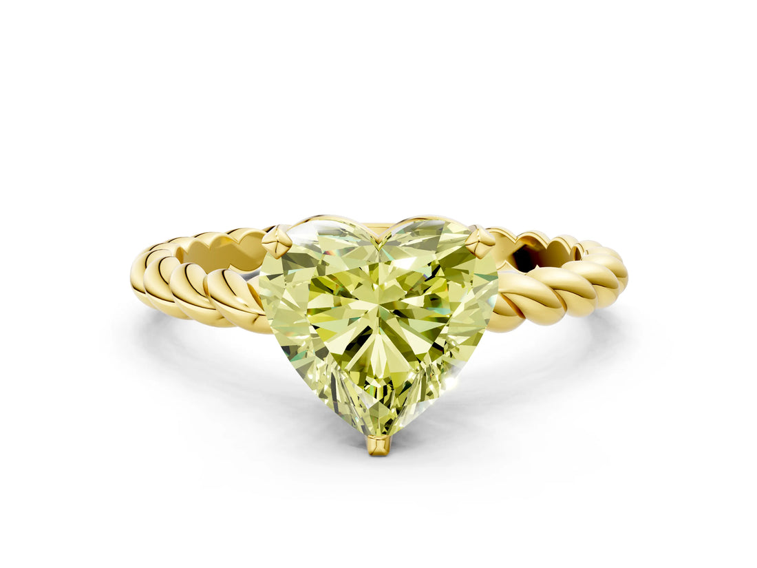 Yellow gold Fancy Yellow Heart  Cut Solitaire Twisted Band with Four-Prong Setting_71