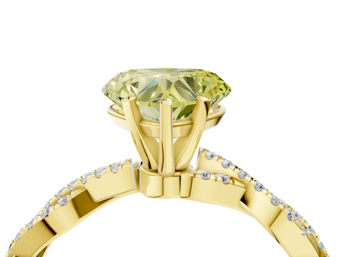 Yellow gold Fancy Yellow Heart Cut Solitaire Twisted Pave Band with Four-Prong Setting_7