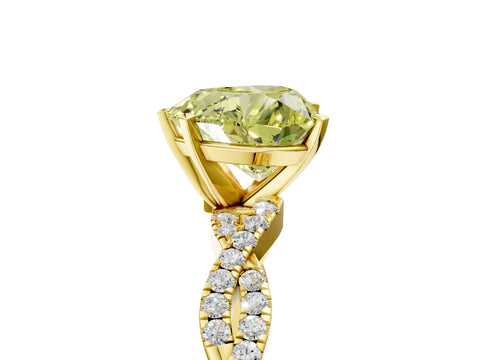 Yellow gold Fancy Yellow Heart Cut Solitaire Twisted Pave Band with Four-Prong Setting_8