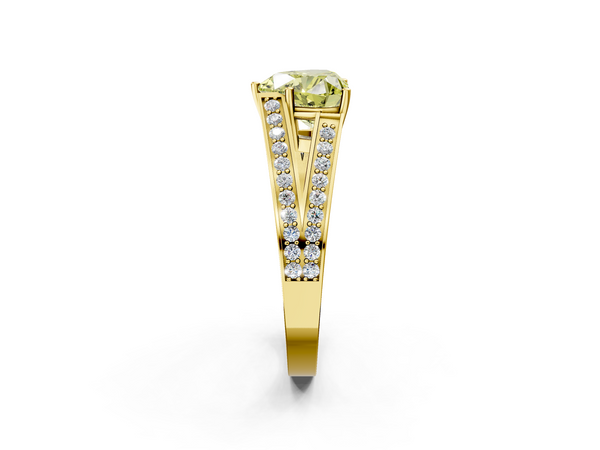 Yellow Gold Heart-Shaped Pave Split Shank Engagement Ring Setting for Fancy Yellow Center
