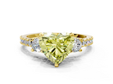 Yellow gold Fancy Yellow Heart  Cut Three-Stone Diamond Pavé Band with Prong Setting_18