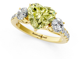 Yellow gold Fancy Yellow Heart  Cut Three-Stone Diamond Pave Band with Prong Setting_37