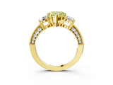 Yellow gold Fancy Yellow Heart Cut Three-Stone Diamond Ring with Pavé Band and Four-Prong Setting_3