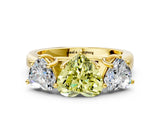 Yellow gold Fancy Yellow Heart Cut Three-Stone Diamond Ring with Prong Setting on a Classic Band_13