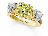 Yellow gold Fancy Yellow Heart Cut Three-Stone Diamond Ring with Prong Setting on a Classic Band_14