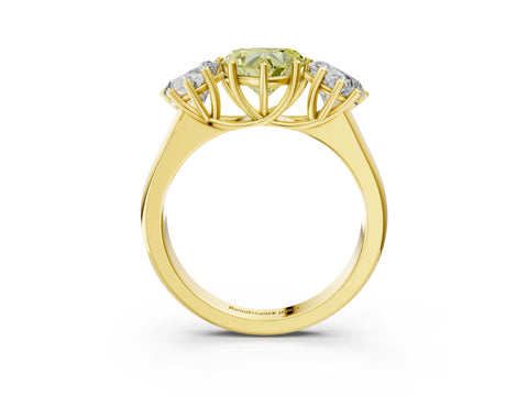 Yellow gold Fancy Yellow Heart Cut Three-Stone Diamond Ring with Prong Setting on a Classic Band_3