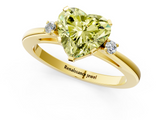 Yellow gold Fancy Yellow Heart  Cut Three-Stone Solitaire Ring with Round Accent Diamonds and Four-Prong Setting_22