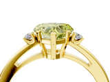Yellow gold Fancy Yellow Heart  Cut Three-Stone Solitaire Ring with Round Accent Diamonds and Four-Prong Setting_25
