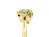 Yellow gold Fancy Yellow Heart  Cut Three-Stone Solitaire Ring with Round Accent Diamonds and Four-Prong Setting_26