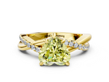 Yellow gold Fancy Yellow Heart  Cut Twist Band Solitaire Diamond Ring with Pavé Setting_3