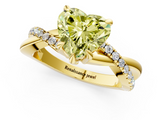 Yellow gold Fancy Yellow Heart  Cut Twist Band Solitaire Diamond Ring with Pavé Setting_4