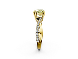 Yellow gold Fancy Yellow Heart  Cut Twist Band Solitaire Diamond Ring with Pavé Setting_5