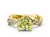 Yellow gold Fancy Yellow Heart  Cut Twisted Pavé Band Solitaire Ring with Four-Prong Setting_55