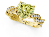 Yellow gold Fancy Yellow Heart  Cut Twisted Pavé Band Solitaire Ring with Four-Prong Setting_56