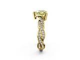 Yellow gold Fancy Yellow Heart  Cut Twisted Pavé Band Solitaire Ring with Four-Prong Setting_57