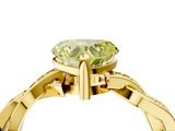 Yellow gold Fancy Yellow Heart  Cut Twisted Pavé Band Solitaire Ring with Four-Prong Setting_59