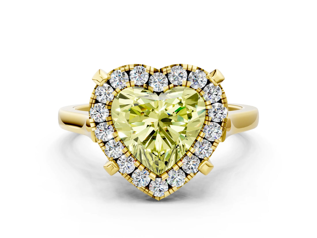 Yellow gold Fancy Yellow Heart  Diamond Cluster Halo Solitaire with Four-Prong Setting_77