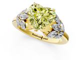 Yellow gold Fancy Yellow Heart  Diamond Cluster Leaf Design Ring with Prong Setting_66