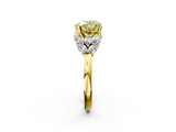 Yellow gold Fancy Yellow Heart  Diamond Cluster Leaf Design Ring with Prong Setting_67