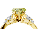 Yellow gold Fancy Yellow Heart  Diamond Cluster Leaf Design Ring with Prong Setting_69