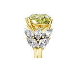 Yellow gold Fancy Yellow Heart  Diamond Cluster Leaf Design Ring with Prong Setting_70