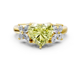 Yellow gold Fancy Yellow Heart  Diamond Floral Cluster Ring with Solitaire Band and Prong Setting_26