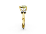 Yellow gold Fancy Yellow Heart  Diamond Floral Cluster Ring with Solitaire Band and Prong Setting_28