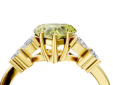 Yellow gold Fancy Yellow Heart  Diamond Floral Cluster Ring with Solitaire Band and Prong Setting_30