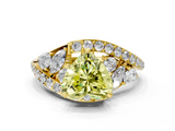 Yellow gold Fancy Yellow Heart  Diamond Halo Ring with Marquise and Pavé Band in Prong Setting_69