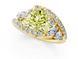 Yellow gold Fancy Yellow Heart  Diamond Halo Ring with Marquise and Pavé Band in Prong Setting_70