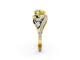 Yellow gold Fancy Yellow Heart  Diamond Halo Ring with Marquise and Pavé Band in Prong Setting_71