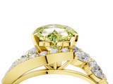Yellow gold Fancy Yellow Heart  Diamond Halo Ring with Marquise and Pavé Band in Prong Setting_73